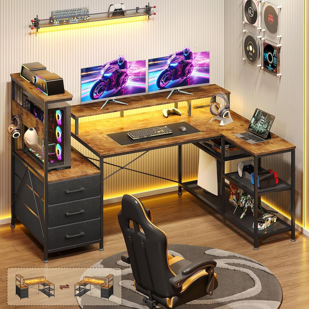 서랍, 수납공간, 전원 콘센트, LED 조명, 모니터  - Monitor Stand 리뷰 및 가격