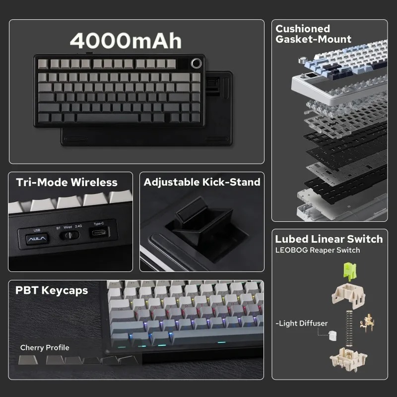 AULA F75 Max 기계식 키보드 75% 레이아웃  - Pc Gaming Rgb 리뷰 및 가격