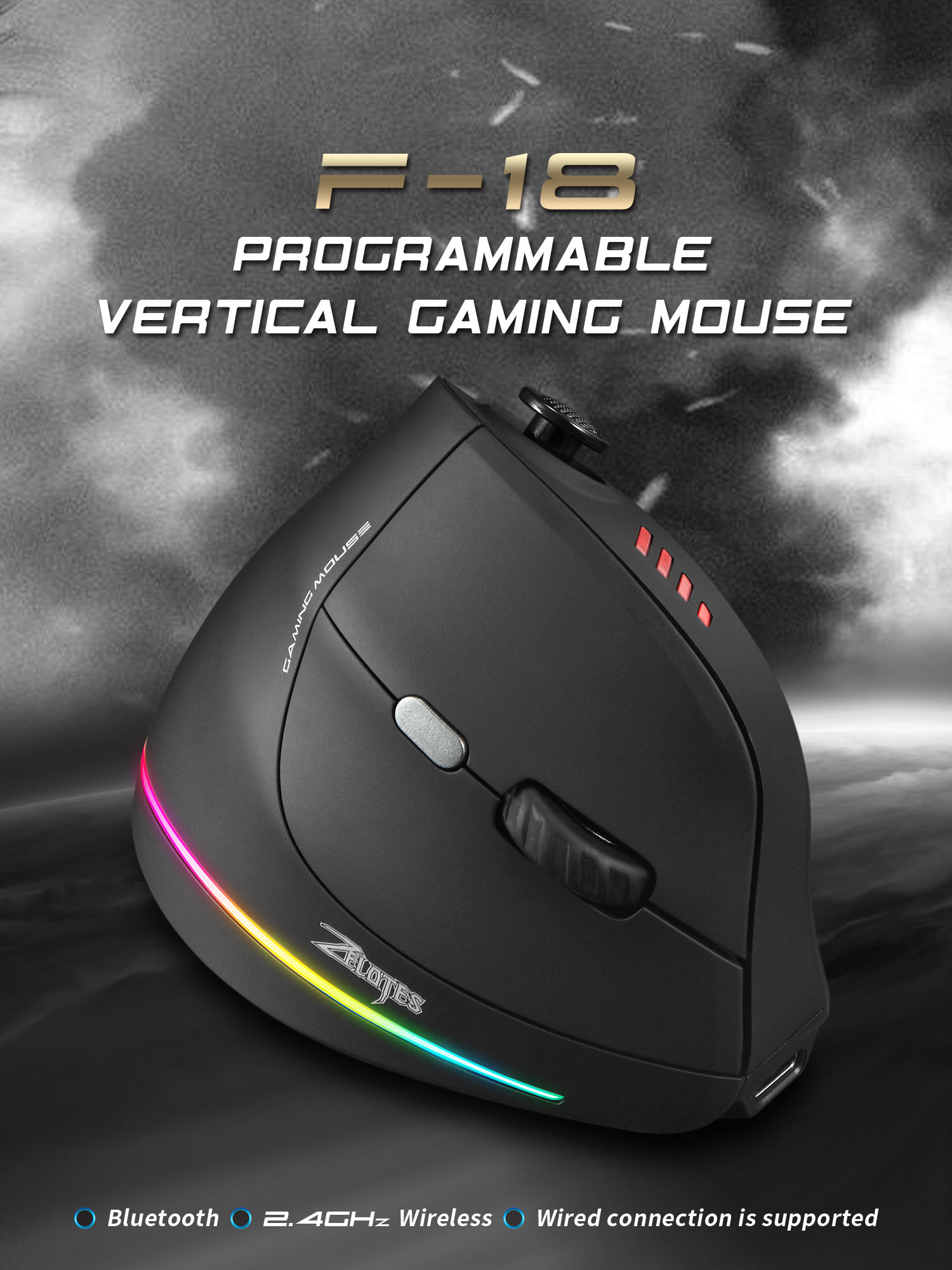 Jomaa RGB 백라이트 게이머 용 무선 수직 마우스 - Pc Gaming Rgb 리뷰 및 가격